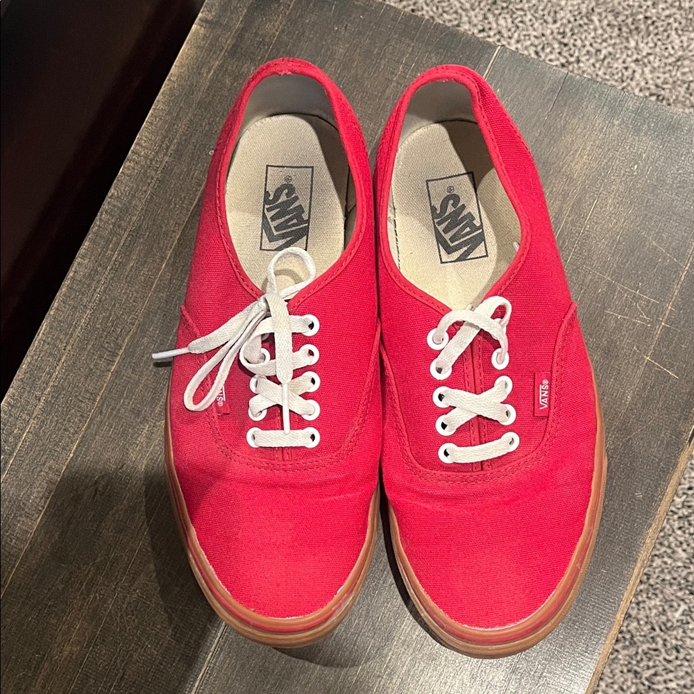 Vans Bright Red Canvas Low-Top Sneakers with White Laces